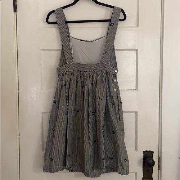 Stripped Pinafore w embroidered eyes XS - Picture 3 of 4